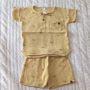 Yellow Textured Two-Piece Set